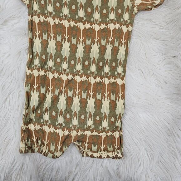 Kate Quinn Aztec Print Brown Green Tan 12-18 Months Baby Romper Bamboo - Picture 2 of 5